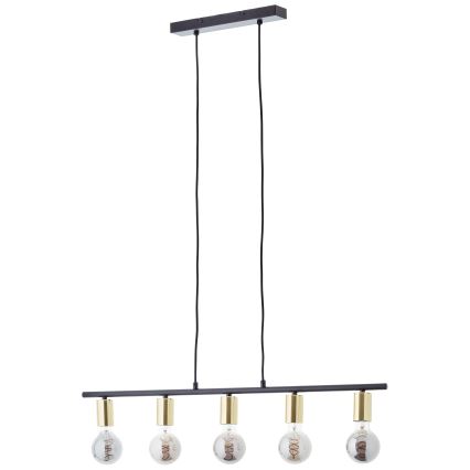 Brilliant - Lampadario a sospensione con cavo KERRY 5xE27/40W/230V nero/ottone