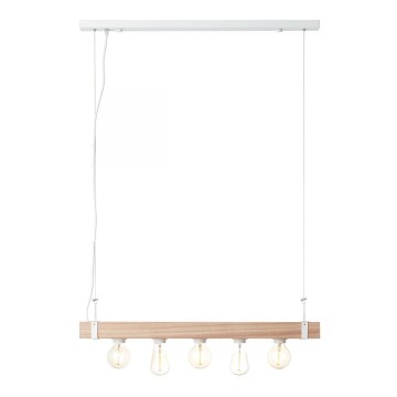 Brilliant - Lampadario a sospensione con filo WHITEWOOD 5xE27/30W/230V