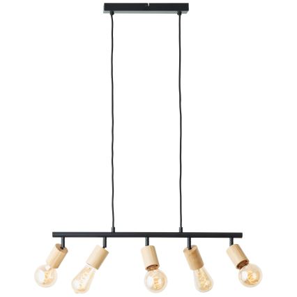 Brilliant - Lampadario a sospensione su cavo TIFFANY 5xE27/28W/230V nero/bambù