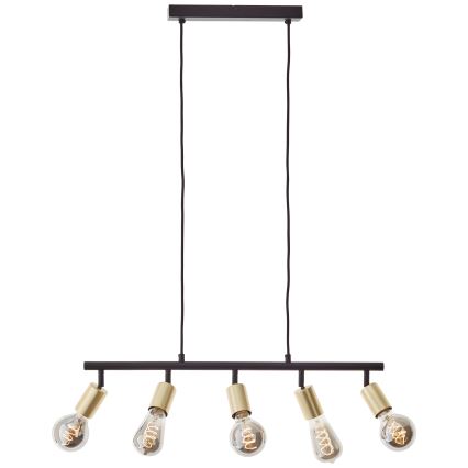 Brilliant - Lampadario a sospensione su cavo TIFFANY 5xE27/28W/230V nero/ottone