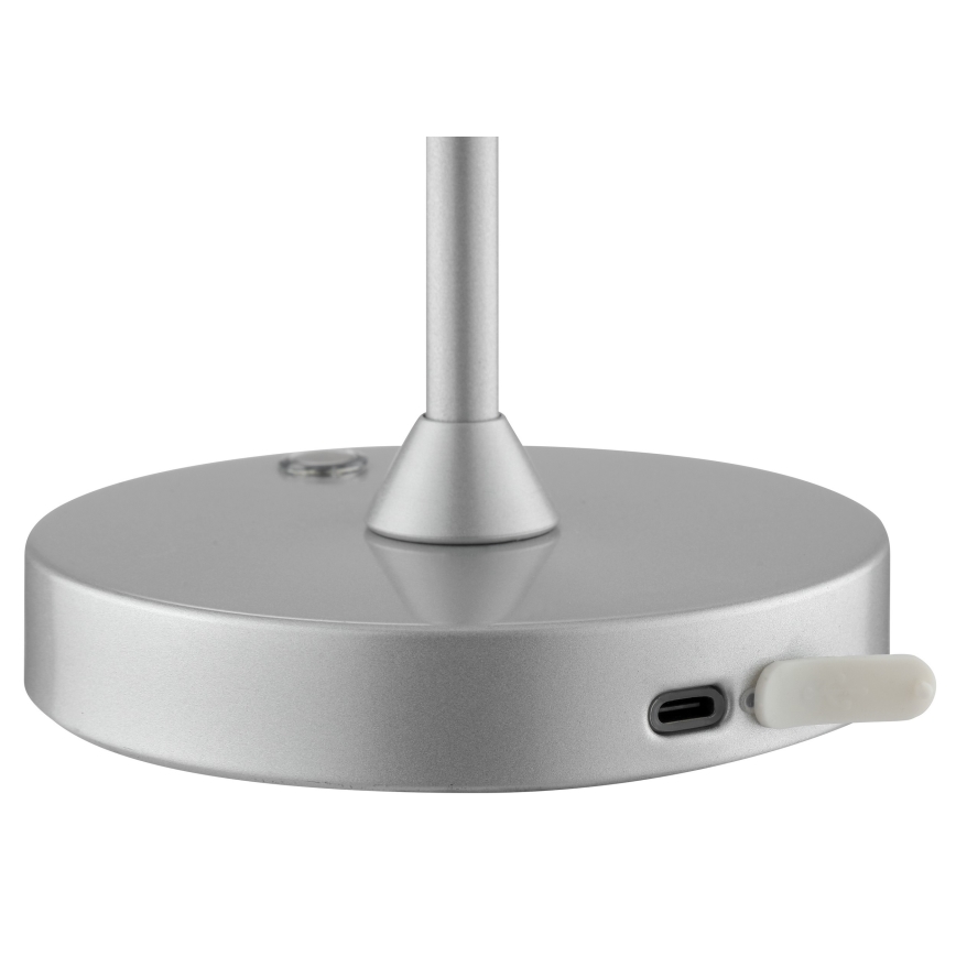 Brilliant - Lampe de table d'extérieur LED dimmable rechargeable à commande tactile ELORA LED/2,5W/5V 2700K 2600 mAh IP44 argentée