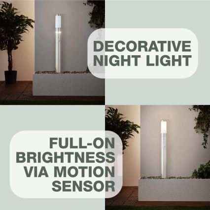 Brilliant - LED-Außenleuchte mit Sensor LEIGH LED/0,9W/230V + 1xE27/11W 80 cm IP44 glänzendes Chrom
