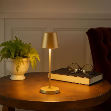 Brilliant - LED, dimmbar, wiederaufladbare Touch-Außen-Tischleuchte ELORA LED/2,5W/5V 2700K 2600 mAh IP44 gold