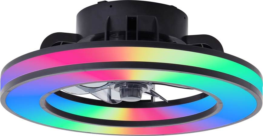 Brilliant - LED RGBW Dimmbarer Deckenventilator MONDELLO LED/26W/230V 2700-6500K d 41 cm schwarz + Fernbedienung