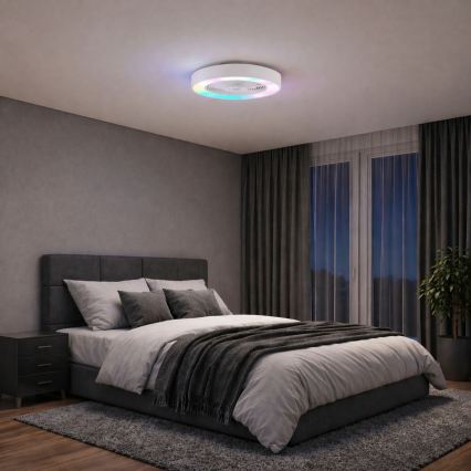 Brilliant - Lampada da soffitto dimmerabile a LED RGBW con ventilatore CATANIA LED/37W/230V 2700-6500K Ø 48,6 cm bianco + telecomando