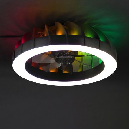 Brilliant - LED RGBW Ventilatore a soffitto dimmerabile con luce FANORA LED/30W/230V 2700-6500K diametro 46 cm nero + telecomando