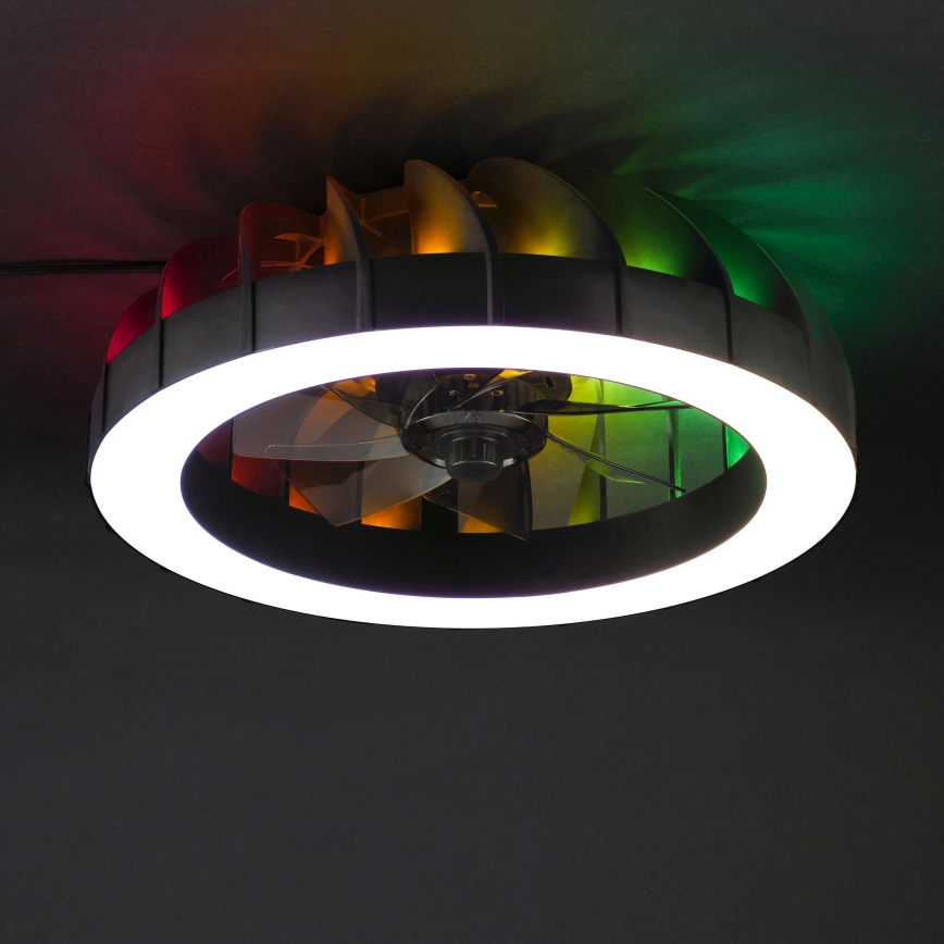 Brilliant - LED RGBW Ventilatore a soffitto dimmerabile con luce FANORA LED/30W/230V 2700-6500K diametro 46 cm nero + telecomando