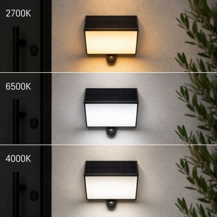 Brilliant - LED-Solar-Wandleuchte mit Sensor SIERRA LED/6W/3,7V 2700/4000/6500K 2000 mAh IP54 schwarz