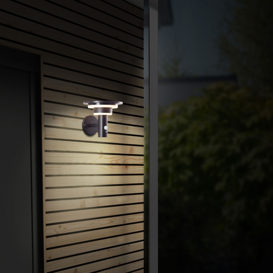 Brilliant - LED-Solarwandleuchte mit Sensor GARVINA LED/3W/3,7V 2000 mAh IP44 schwarz