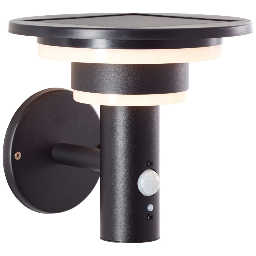 Brilliant - LED-Solarwandleuchte mit Sensor GARVINA LED/3W/3,7V 2000 mAh IP44 schwarz