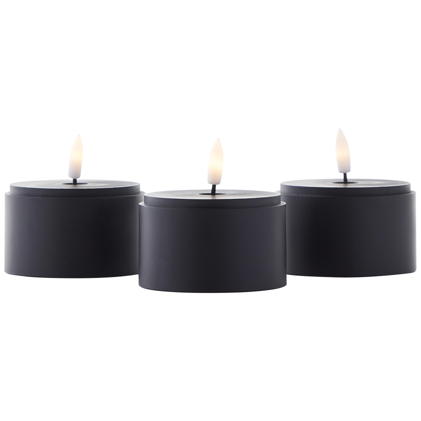 Brilliant - Lot de 3 bougies LED BOUGIE LED/2xAA IP44 noir/fumé