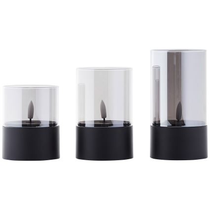 Brilliant - Lot de 3 bougies LED BOUGIE LED/2xAA IP44 noir/fumé