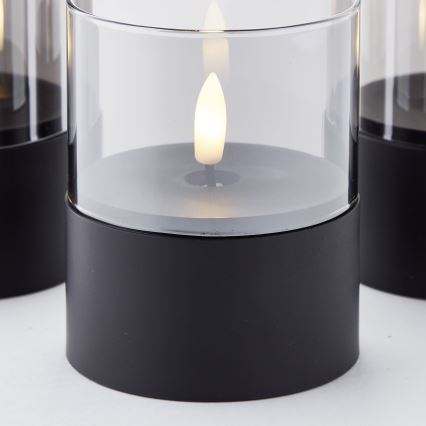 Brilliant - Lot de 3 bougies LED BOUGIE LED/2xAA IP44 noir/fumé