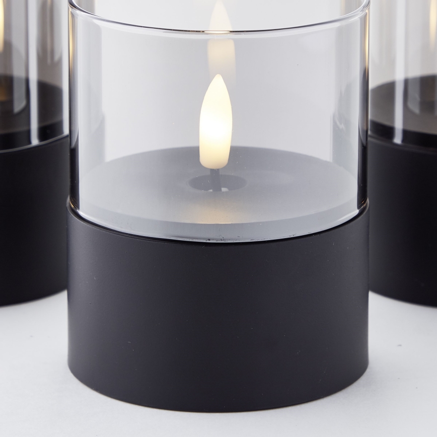 Brilliant - Lot de 3 bougies LED BOUGIE LED/2xAA IP44 noir/fumé