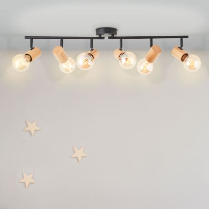 Brilliant - Luminaire à spots KERRY 6xE27/40W/230V noir/bambou