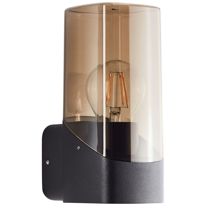 Brilliant - Outdoor-Wandleuchte MINOU 1xE27/10W/230V IP44 schwarz/rauchig