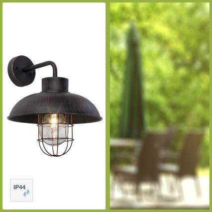 Brilliant - Outdoor-Wandleuchte PORTLAND 1xE27/60W/230V schwarz/Patina