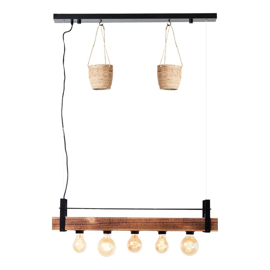 Brilliant - Pendelleuchte an Seil BANKWOOD 5xE27/28W/230V