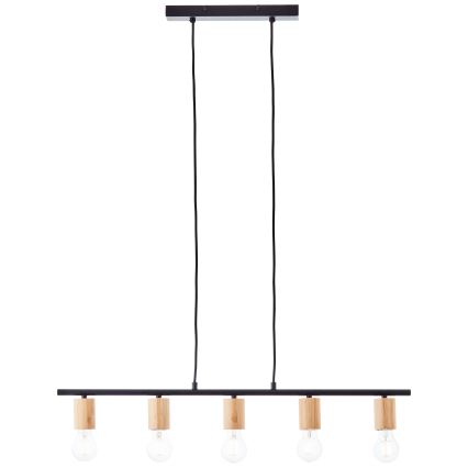 Brilliant - Pendelleuchte KERRY an Seil 5xE27/40W/230V schwarz/Bambus