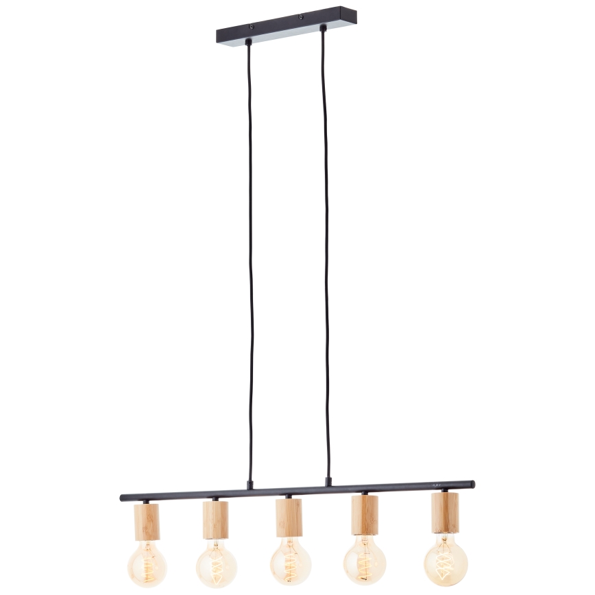 Brilliant - Pendelleuchte KERRY an Seil 5xE27/40W/230V schwarz/Bambus