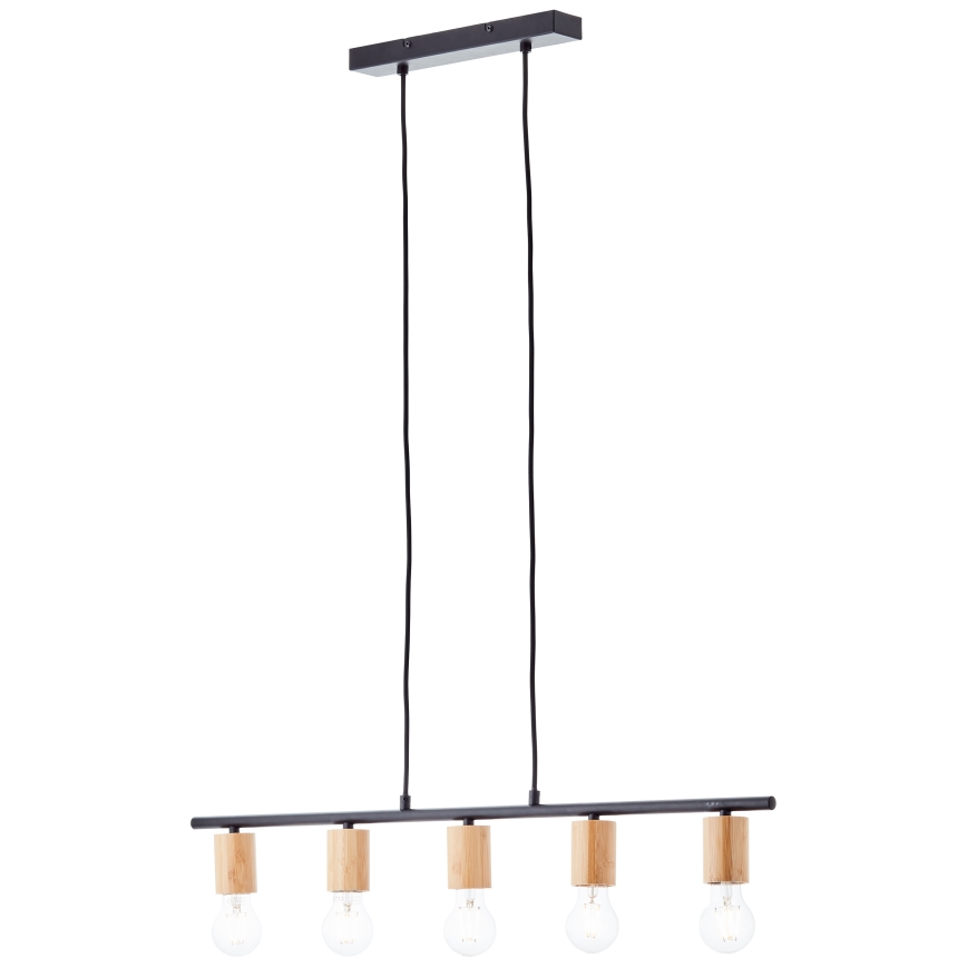 Brilliant - Pendelleuchte KERRY an Seil 5xE27/40W/230V schwarz/Bambus
