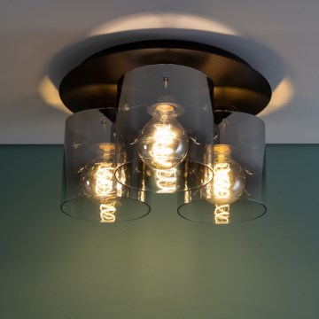 Brilliant - Plafoniera BETH 3xE27/60W/230V Ø 37 cm nero/fumé