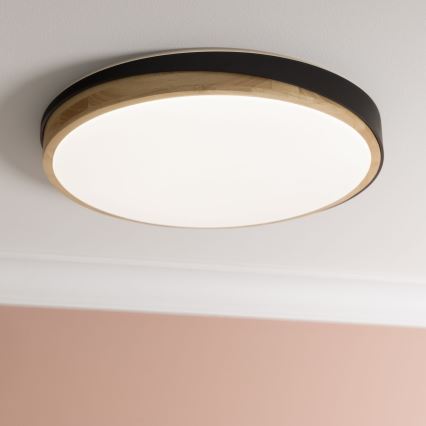 Brilliant - Plafoniera LED dimmerabile BAARLO LED/36W/230V 3000-6500K diametro 50 cm nero/gomma fig + telecomando - FSC certificato