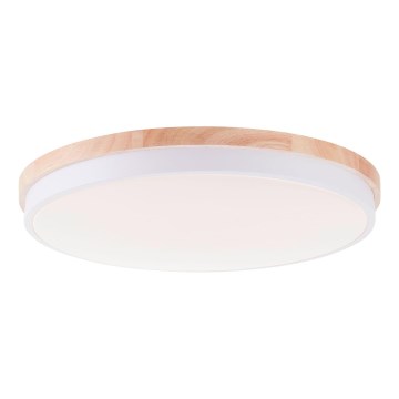 Brilliant - Plafonnier à intensité variable BAARLO LED/36W/230V 3000-6500K d. 50 cm blanc/figuier caoutchouc + télécommande - FSC certifié