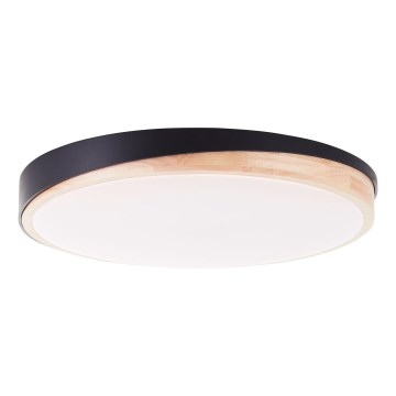 Brilliant - Plafonnier à intensité variable BAARLO LED/36W/230V 3000-6500K d. 50 cm noir/figuier caoutchouc + télécommande - FSC certifié
