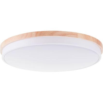Brilliant - Plafonnier à intensité variable BAARLO LED/36W/230V 3000-6500K d. 50 cm blanc/figuier caoutchouc + télécommande - FSC certifié
