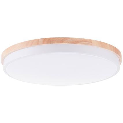Brilliant - Plafonnier à intensité variable BAARLO LED/36W/230V 3000-6500K d. 50 cm blanc/figuier caoutchouc + télécommande - FSC certifié