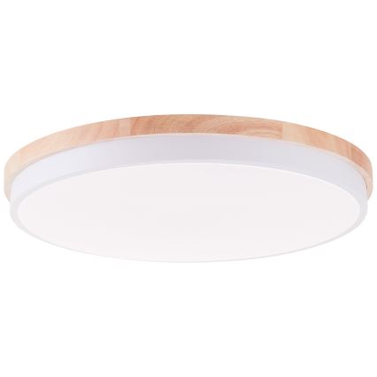 Brilliant - Plafonnier à intensité variable BAARLO LED/36W/230V 3000-6500K d. 50 cm blanc/figuier caoutchouc + télécommande - FSC certifié