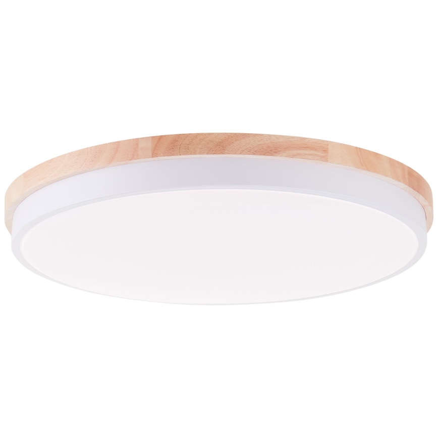 Brilliant - Plafonnier à intensité variable BAARLO LED/36W/230V 3000-6500K d. 50 cm blanc/figuier caoutchouc + télécommande - FSC certifié