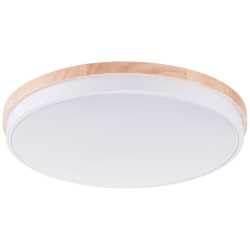 Brilliant - Plafonnier à intensité variable BAARLO LED/36W/230V 3000-6500K d. 50 cm blanc/figuier caoutchouc + télécommande - FSC certifié