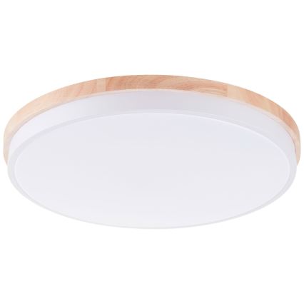 Brilliant - Plafonnier à intensité variable BAARLO LED/36W/230V 3000-6500K d. 50 cm blanc/figuier caoutchouc + télécommande - FSC certifié