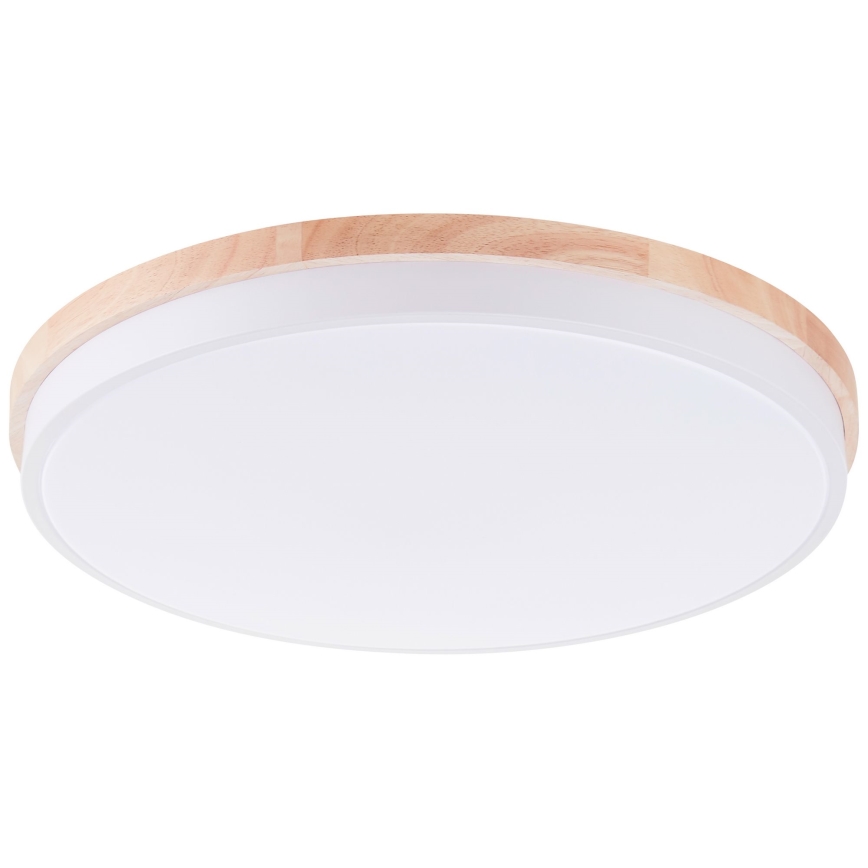 Brilliant - Plafonnier à intensité variable BAARLO LED/36W/230V 3000-6500K d. 50 cm blanc/figuier caoutchouc + télécommande - FSC certifié