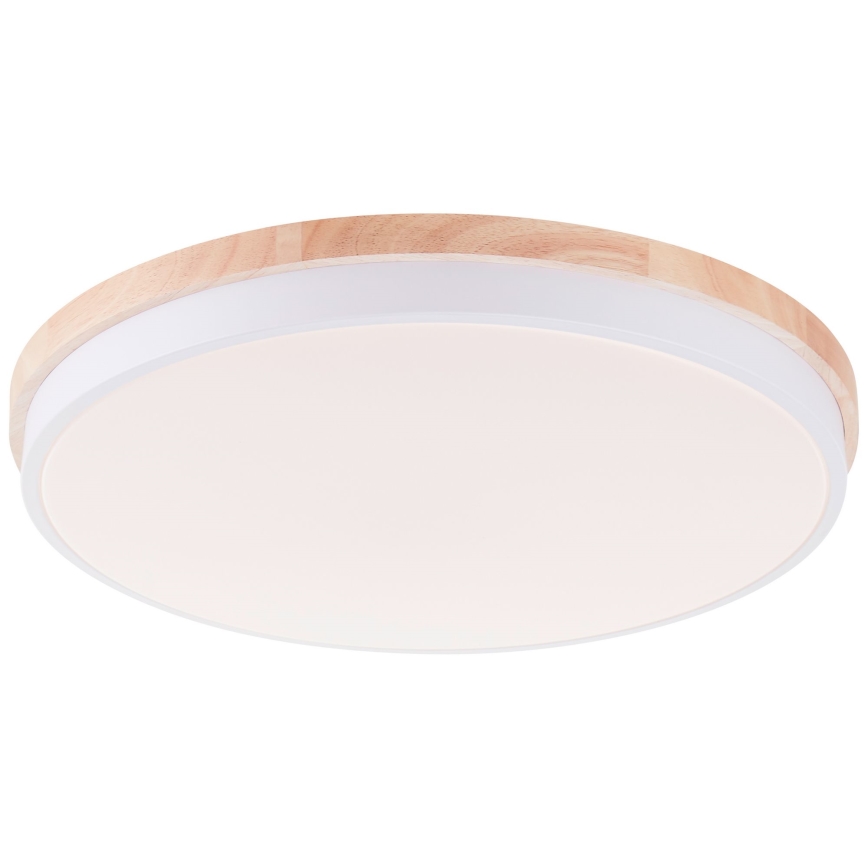 Brilliant - Plafonnier à intensité variable BAARLO LED/36W/230V 3000-6500K d. 50 cm blanc/figuier caoutchouc + télécommande - FSC certifié