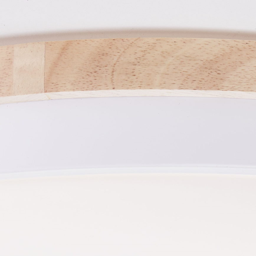 Brilliant - Plafonnier à intensité variable BAARLO LED/36W/230V 3000-6500K d. 50 cm blanc/figuier caoutchouc + télécommande - FSC certifié