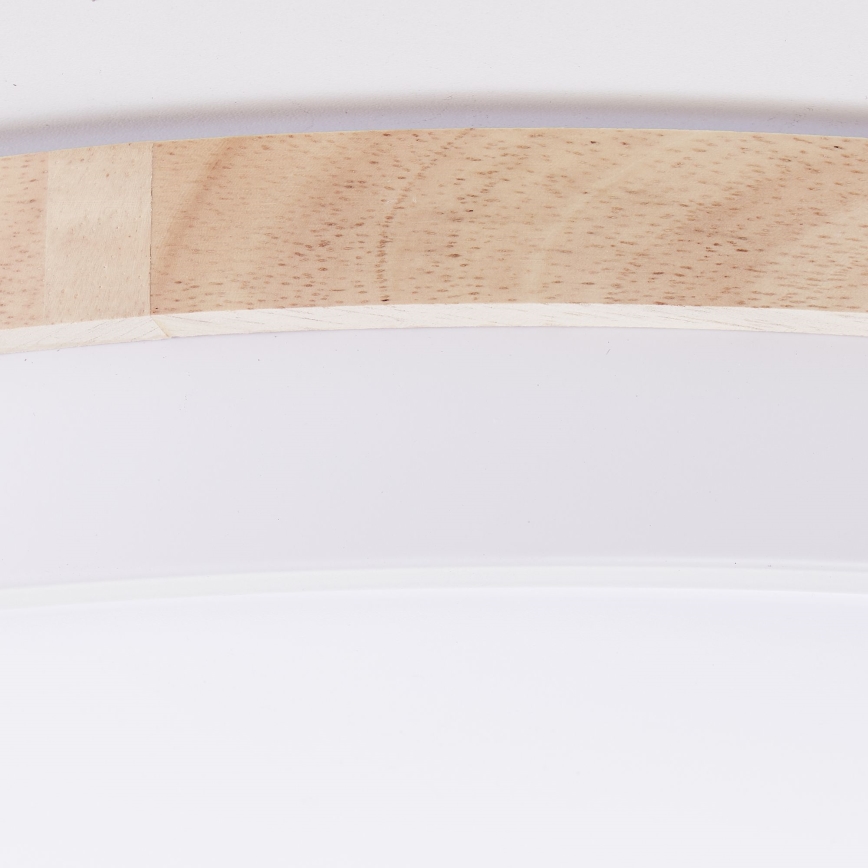 Brilliant - Plafonnier à intensité variable BAARLO LED/36W/230V 3000-6500K d. 50 cm blanc/figuier caoutchouc + télécommande - FSC certifié