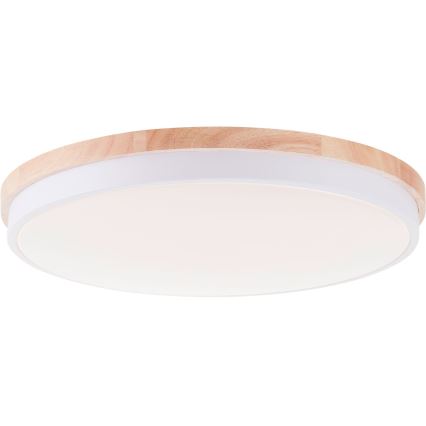 Brilliant - Plafonnier à intensité variable BAARLO LED/36W/230V 3000-6500K d. 50 cm blanc/figuier caoutchouc + Télécommande