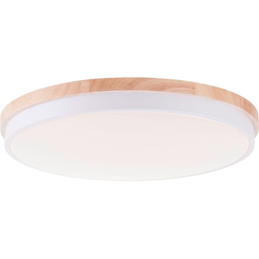 Brilliant - Plafonnier à intensité variable BAARLO LED/36W/230V 3000-6500K d. 50 cm blanc/figuier caoutchouc + Télécommande