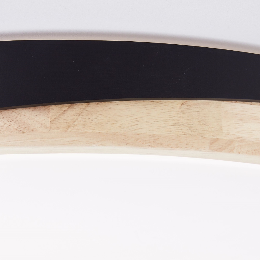 Brilliant - Plafonnier à intensité variable BAARLO LED/36W/230V 3000-6500K d. 50 cm noir/figuier caoutchouc + télécommande - FSC certifié
