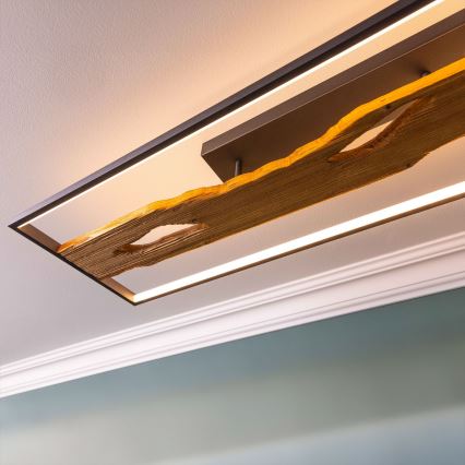 Brilliant - Plafonnier à intensité variable CHAUMONT LED/48W/230V figuier caoutchouc - FSC certifié