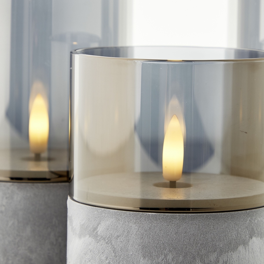 Brilliant - SET di 3 candele LED BOUGIE LED/2xAA IP44 grigio/fumo
