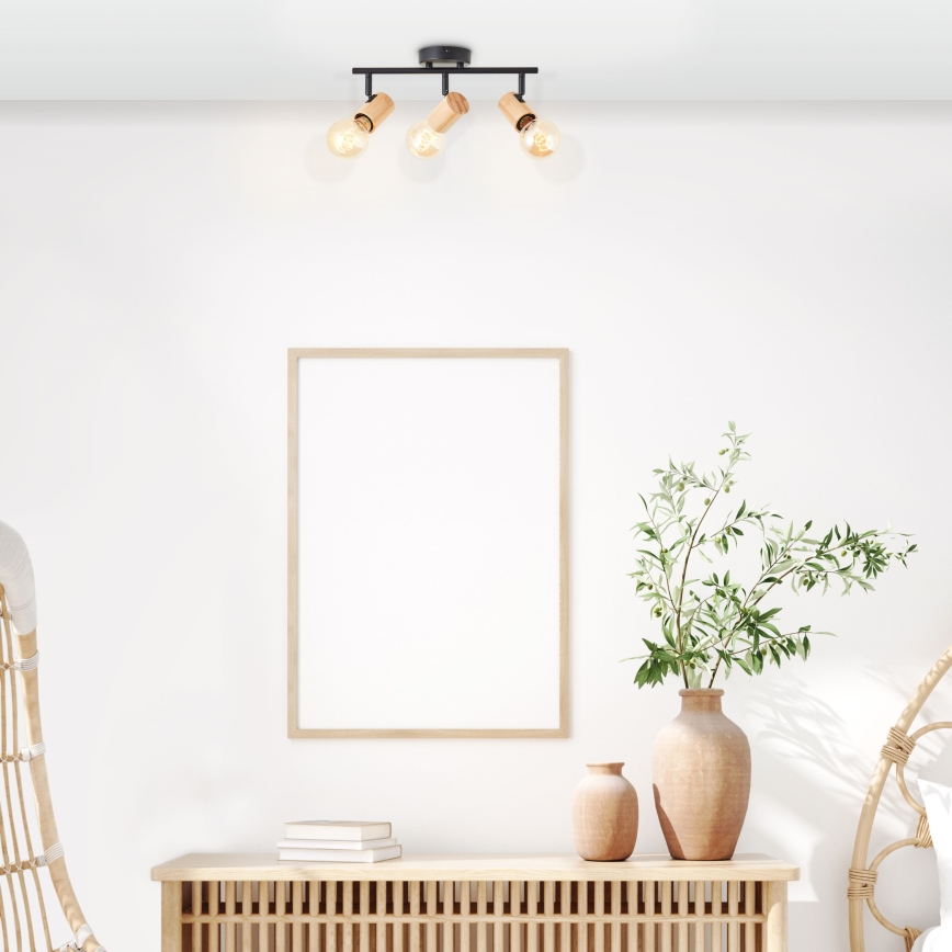 Brilliant - Spotleuchte KERRY 3xE27/40W/230V schwarz/Bambus