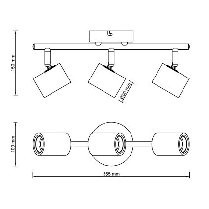 Brilliant - Spotleuchte KERRY 3xE27/40W/230V schwarz/Bambus