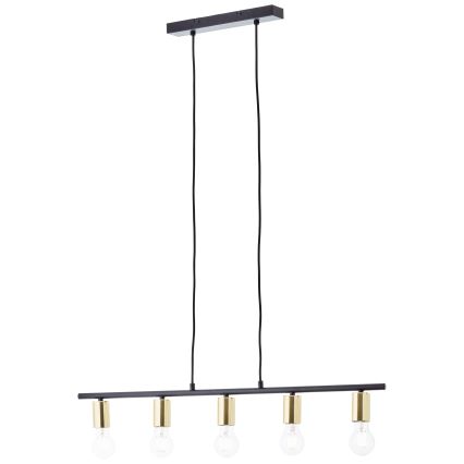 Brilliant - Suspension à câble KERRY 5xE27/40W/230V noir/laiton