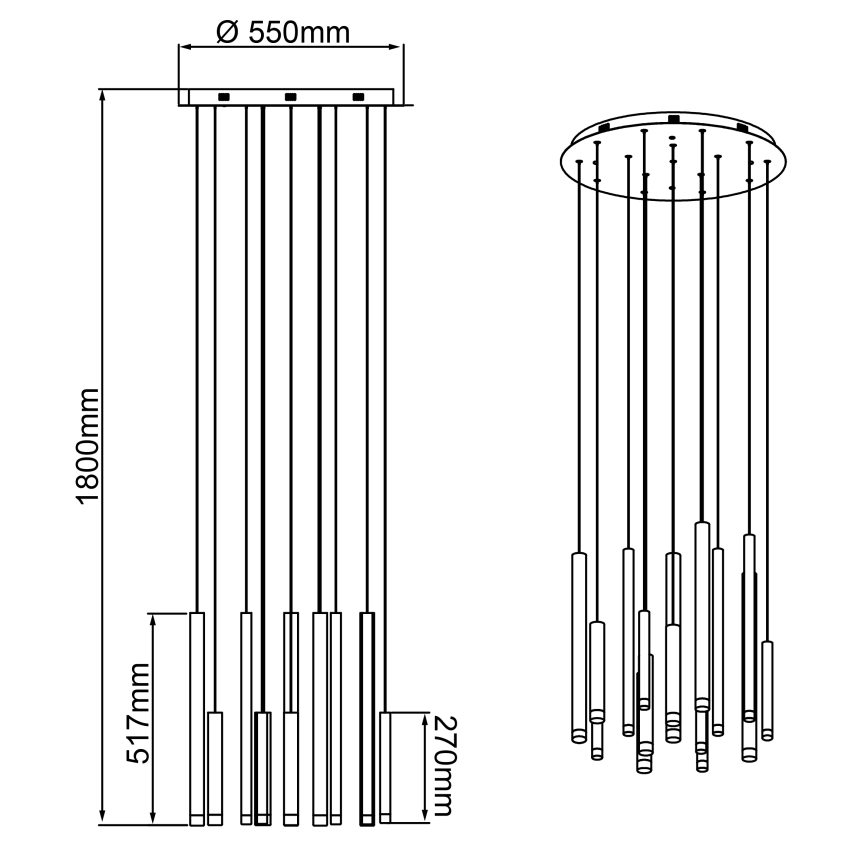 Brilliant - Suspension LED dimmable sur câble CEMBALO LED/70W/230V chrome mat/noir/marron