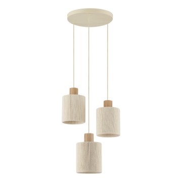 Brilliant - Suspension sur câble ARLO 3xE27/20W/230V diam. 40 cm crème