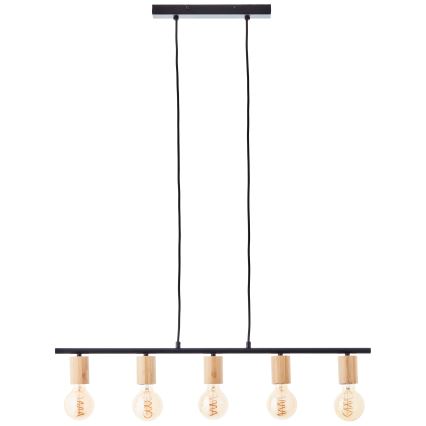 Brilliant - Suspension sur câble KERRY 5xE27/40W/230V noire/bambou